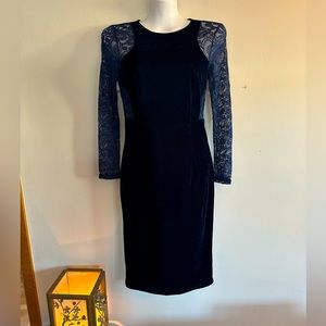 Velvet lace bodycon knee length dress. Size large.